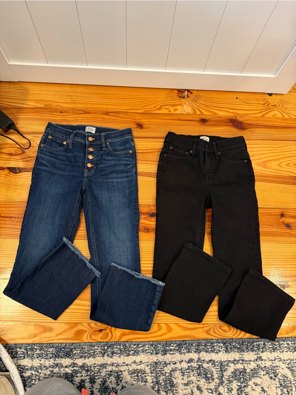 J. Crew Cropped Jeans Duo — Dark Blue Denim & Black
